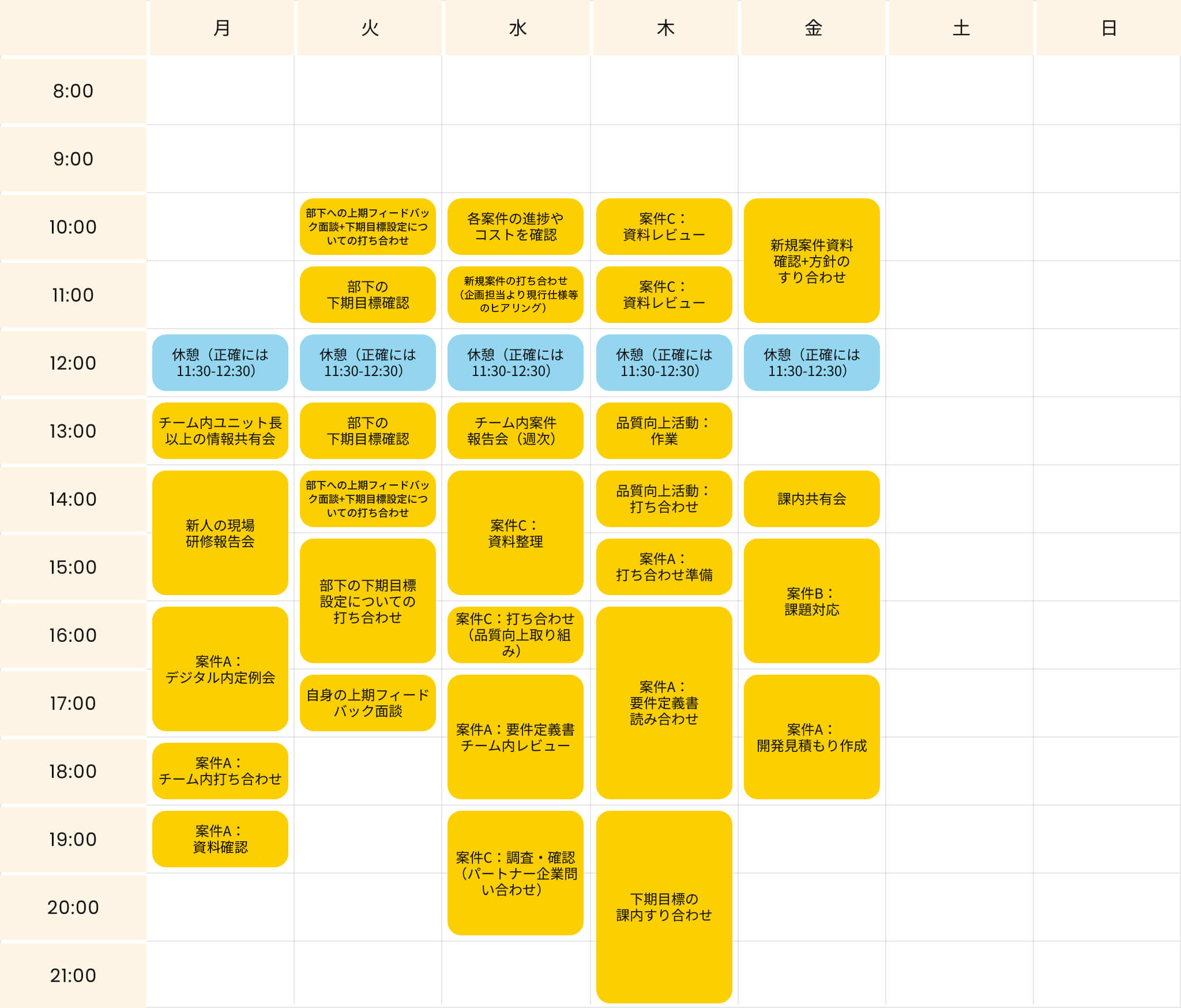 1週間のスケジュール